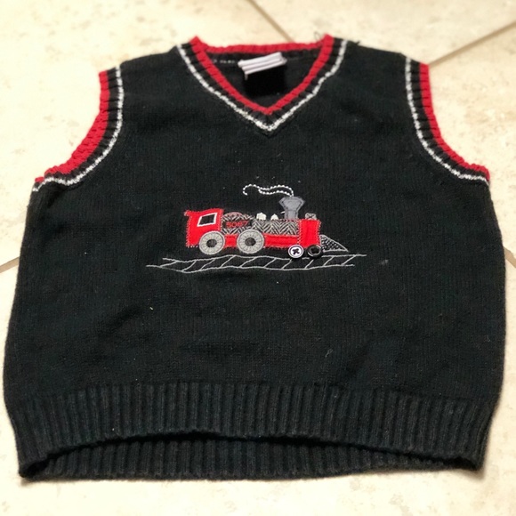 Boys Christmas Train Sweater Vest Train - Picture 2 of 6